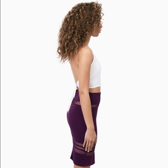 Tobi Purple Mesh Pencil Skirt - Picture 3 of 4